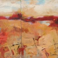 red_thread_diptych_acrylic_2canvases_40x70_copyright_cheryl_d_mcclure