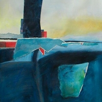 aftermath_acrylic_collage_paper_30x22_copyright_cheryl_d_mcclure