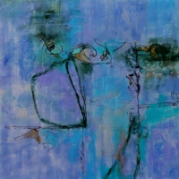 Annotation-Cobalt-blue-Violet-24-x-24-x2-inches-encaustic-oil-copyright-cheryl-d-mcclure