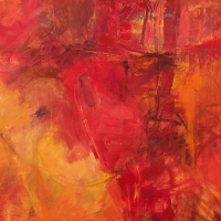 September-1-Red-Orange-oil-paper-22x22-copyright-cheryl-d-mcclure.jpg