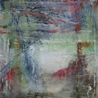 johnson_creek_summer_5_oil_wax_resin_10x10x2inches_wood-panel_copyright_cheryl-d-mcclure